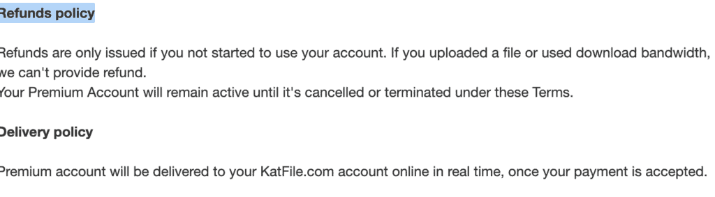 katfile refunds policy